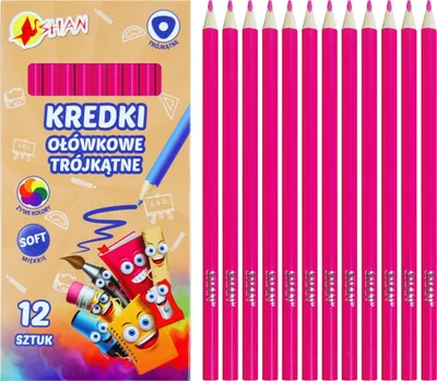 Zdjęcie produktu dla Kredki ołówkowe trójkątne Shan Różowe 12 sztuk
