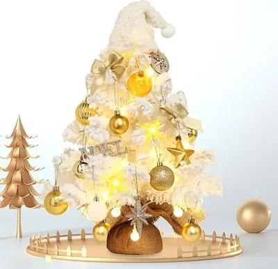 Produktbild von Mini Weihnachtsbaum,Weihnachtsbaum mit Lichtern ,50cm Künstlicher Weihnachtsbaum ,Tischplatte Weihnachtsdekorationen,DIY Weihnachtsdekoration