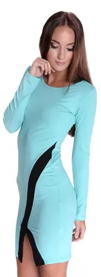 Produktbild von Damen Elegant Kleid Dress Langarm zweifarbig Onesize; S/M; Mintgrün