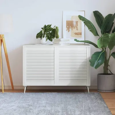 Produktbild von vidaXL Schranktüren Lamellen-Design 2 Stk. Weiß 69x59,4 cm Massivholz