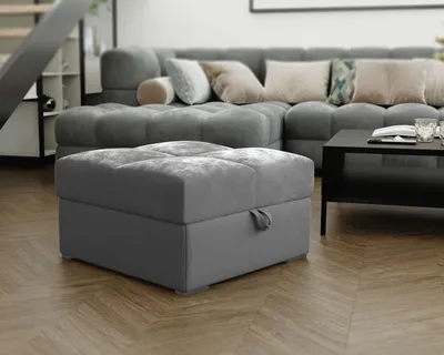 Produktbild von Masseno Polsterhocker MIZA Pouf Hellgrau 65x65 cm