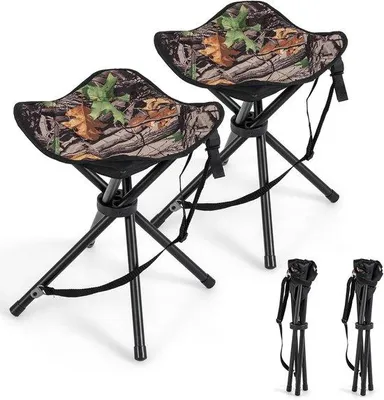 Produktbild von Famanu Campinghocker Set 2 Stück - Faltbare Dreibeinhocker bis 150 kg