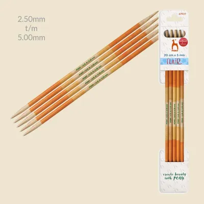 Doppelspitze Stricknadeln 20 cm 3,25 mm, Holz, Pink/Braun