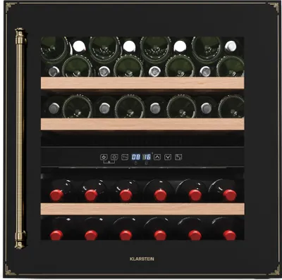 Image de Klarstein Vinsider Victoria 36 Cave à Vin - 36 Bouteilles, 2 Zones, 5-22°C,Tactile, Éclairage LED, Protection UV, Encastrable, Frigo à Vin Noir