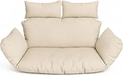 Produktbild von Hängesessel Kissen 2 Personen Beige | Doppelkissen Polster für Polyrattan Hängeschaukel | 47x130x29 cm | Waschbar Outdoor Gartenkissen | Hängekorb Auflage Bodenkissen [114]