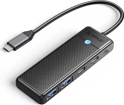 Produktbild von Orico USB-C-Hub 4in1, 100W, 5 Gbit/s, Schwarz