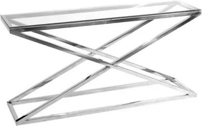 Produktbild von Casa Padrino Designer Edelstahl Konsole mit Glasplatte in silber 150 x 40 x H. 74 cm - Luxus Möbel