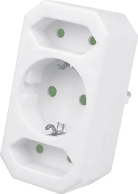 Obrázok produktu pre Zásuvkový adaptér 3-kolíkový, 1 Schuko/2 Euro