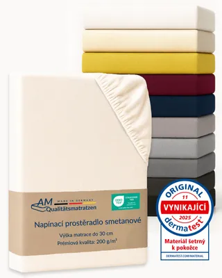 Obrázek produktu pro AM Qualitätsmatratzen | Prémiové prosteradlo 270x200 cm | Bavlna (200 g/m2) v prírodním provedení | Vyrobeno v Nemecku | Prosteradlo s certifikátem OEKO TEX | Jersey prosteradlo | Prosteradla | Bavlna |270 x 200 cm