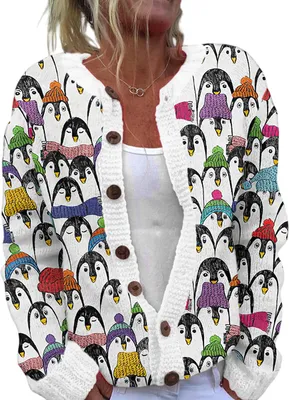 Produktbild von ASKSA Damen Weihnachts Strickjacke Weihnachtsjacke Weihnachten Cardigan Reindeer Weihnachtsmann Weihnachtspullover Sweat,A-Weiss,L