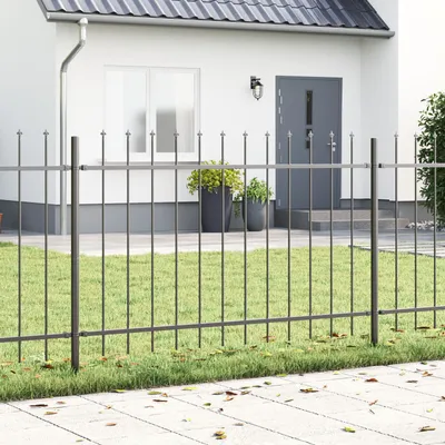 Produktbild von Gartenzaun mit Speerspitzen Grau 15,3 x 1,2 m Stahl, Drahtzäune DesignMöbel Neu