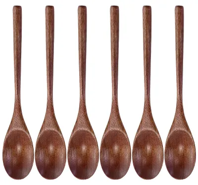 Produktbild von Set aus 6 Holz-Löffeln mit langem Stiel, geeignet zum Kochen und Servieren