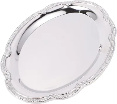 Immagine prodotto di Piatto ovale per antipasti con incisione – Vassoio in acciaio inossidabile 304 per feste, matrimoni e compleanni, 24 cm