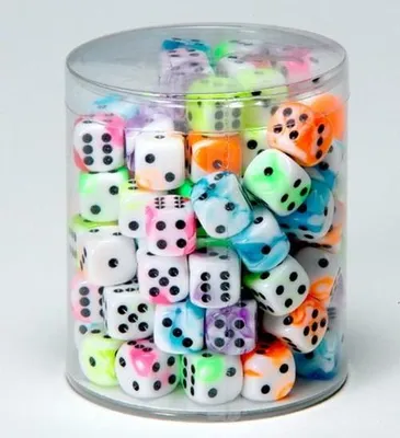 Image de Jeu de cubes en acrylique - 100 pièces - 16 mm - Différentes couleurs