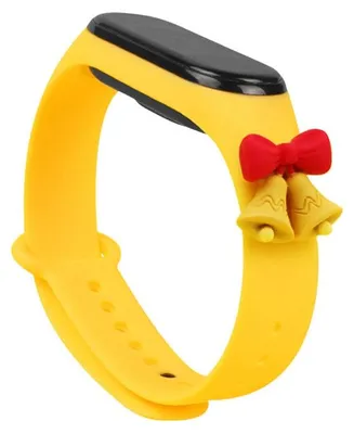 Zdjęcie produktu dla Strap Xmas opaska do Xiaomi Mi Band 4 / Mi Band 3 świąteczny silikonowy pasek bransoletka żółty (dzwonki)