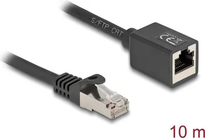 Imagen del producto de Delock - Cable de extensión de red - RJ-45 (macho) a RJ-45 (hembra) - 10 metros - 6 mm - S/FTP - CAT 6a - Sin gancho, libre de halógenos -