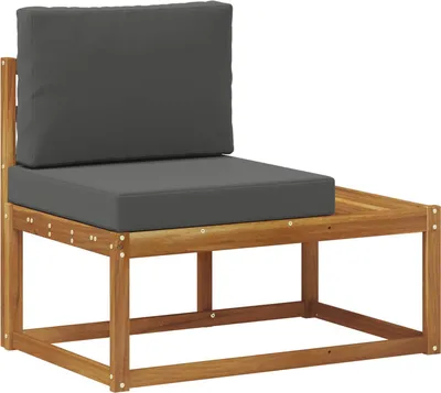 Zdjęcie produktu dla vidaXL Sofa ogrodowa z poduszkami, kolor naturalny i antracytowy, 91 x 63 x 73 cm