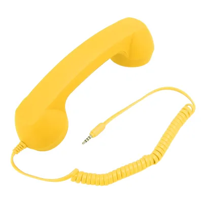 Image de Casque téléphonique rétro, prise professionnelle de 3,5 mm, anti-radiations, casque filaire pour téléphone portable pour Smartphone-PC, jaune