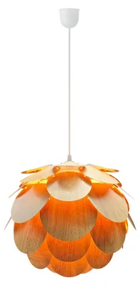 Produktbild von Pendelleuchten - Pendelleuchte "FOGLIA" D: 40cm, Hängelampe im Scandi Style, aus Kunststoff in nußbaum, 110 cm hoch, Ø 40 cm, E27-Fassung