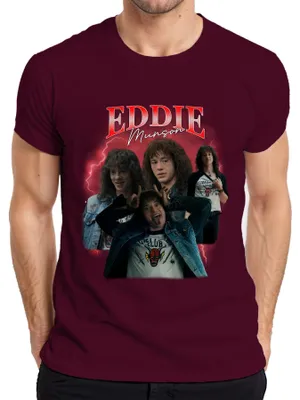 Produktbild von Eddie Munson Hellfire Club Stranger Metal Geschenk Vintage Serie Herren T-Shirt, Burgundy, XL