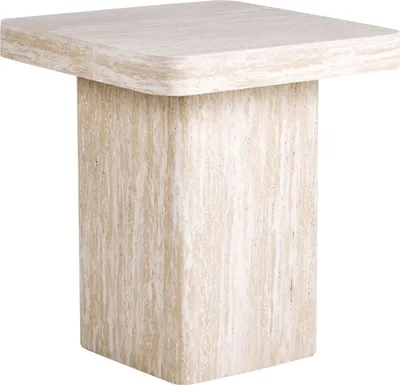 Zdjęcie produktu dla BELIANI Stolik pomocniczy beżowy płyta MDF blat okleina kamienny wygląd podstawa stolik pomocniczy nowoczesny design do salonu