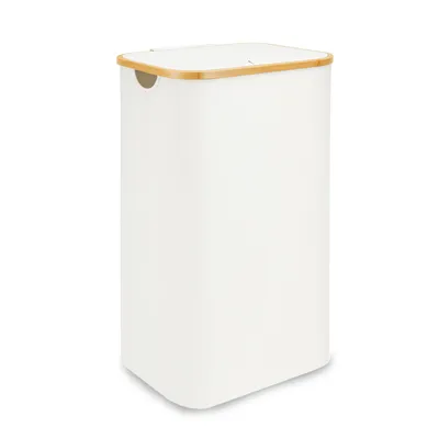 Produktbild von Wäschekorb mit herausnehmbarer Innentasche (41x37x71cm) 100L, großer Wäschesammler mit Bambusrahmen, stilvolle Wäschetruhe atmungsaktive Wäschebox