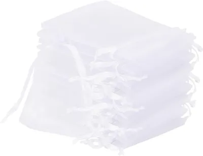 Produktbild von 50 Stück Organzabeutel Organzasäckchen 10 x 15 cm Säckli Beutel Geschenk Schmuckbeutel (Weiß)