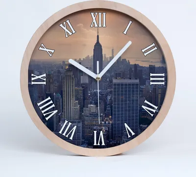 Produktbild von Holzuhr 30fi cm wanduhr - weiße Spitzen - Manhattan New York