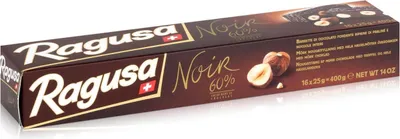 Produktbild von Ragusa Noir 60% dunkle Schokolade mit ganzen Haselnüssen 400g