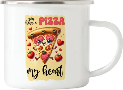Produktbild von You Have a Pizza My Heart Emaille Tasse Pizza Liebe Herz Valentinstag Geschenk