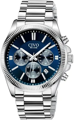 Produktbild von Herrenuhr, Edelstahl, Chronograph, silberfarben, mit Datumsanzeige – wasserdichte Quarzuhr, modisch und lässig