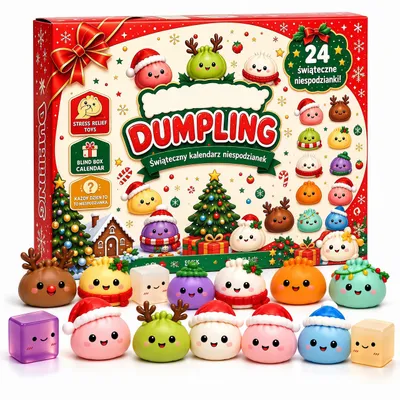 Produktbild von Squishy Adventskalender,Dumpling Weihnachtskalender für 24 Tage,Kinder Spielzeug Countdown-Kalender TPR mit Fidget Spielzeug,Sammelfiguren