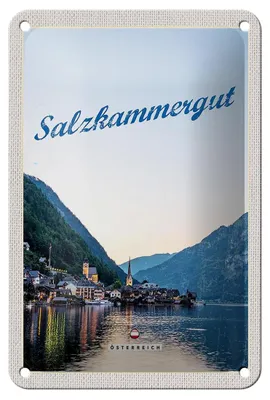 Produktbild von Blechschild Reise 12x18cm Salzkammergut Aussicht auf Stadt Schild