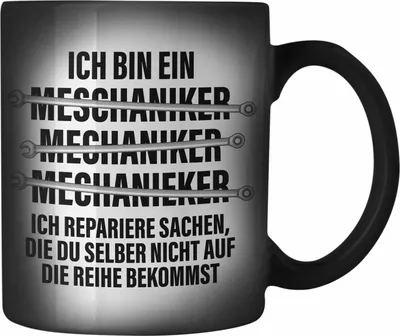 Produktbild von Trendation - KFZ Mechaniker Geschenk Lustig Farbwechsel Zauber-Tasse Automechaniker Werkstatt Farbwechsel Zauber-Tasse (Schwarz)
