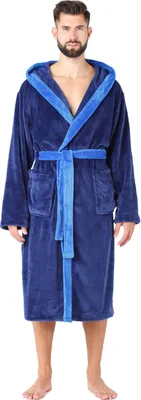 Produktbild von Ladeheid Herren Bademantel lang mit Gürtel LA40-221 (Dunkelblau/Blau, 3XL)