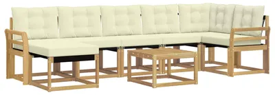 Produktbild von vidaXL Outdoor-Sofagarnitur mit Kissen 8 pcs Weiß und Creme