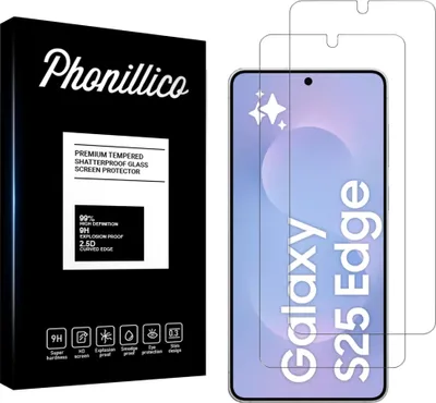 Produktbild von Hartglas für Samsung Galaxy S25 EDGE [2 Stück] Displayschutzfolie Screen Protector Film Anti-Kratzer Glas Resistant Phonillico®