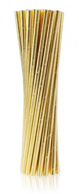 Produktbild von 24 goldene Eco Papier Trinkhalme, 19,7 cm lang, 6 mm Durchmesser