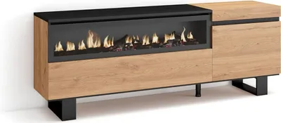 Produktbild von Skraut Home | TV-Möbel, Lowboard | Wohnzimmer, Esszimmer | 150x57x35cm | Für TVs bis 65" | Elektrischer Kamin | Industriedesign | Moderner Stil