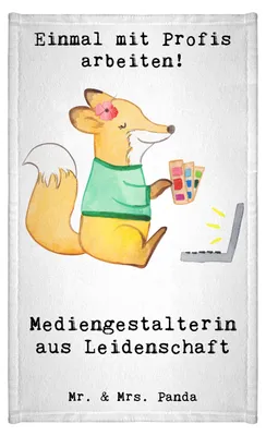 Produktbild von Mr. & Mrs. Panda Handtuch Mediengestalterin Leidenschaft - Weiß - Geschenk, Mediengestalter, gäste wc, Gästetuch, Gästehandtuch 30x50, Designer, Klein, Spruch, Lustig