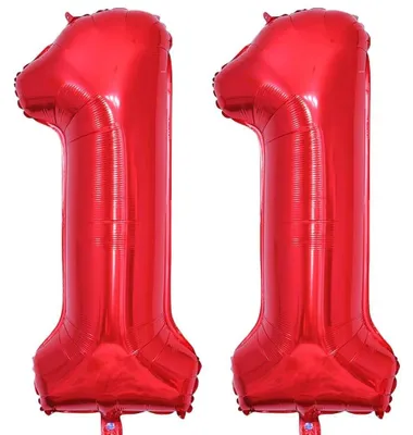 Folienballon Zahl 11 Rot, 40 Zoll, Geburtstagsdeko