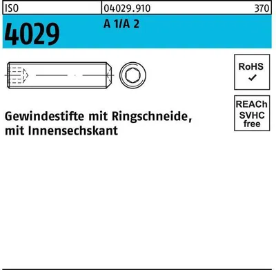 Produktbild von Reyher  Gewindestifte ISO 4029 A 2 M 12 x 30 A 1/A 2 (50 Stück)