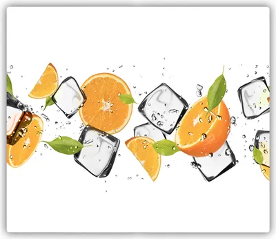 Produktbild von Tulup Glas Herdabdeckplatte Glaskeramikkochfeld-Abdeckung Spritzschutz Glasabdeckplatte Kochplattenabdeckung und Schneidebrett - Einteilig - 60x52 cm Orangen mit Eis