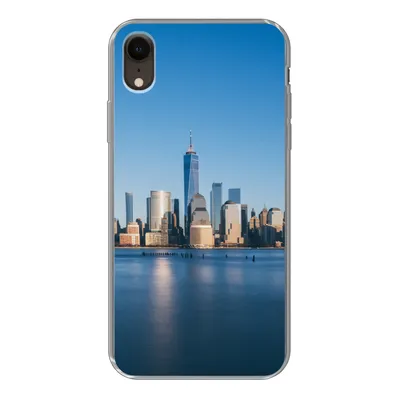 Produktbild von MuchoWow® Handyhülle Schutzhülle Hülle für iPhone XR New York - Skyline - Blau Silikon Softcase Handy Hülle - Schutzdeckel