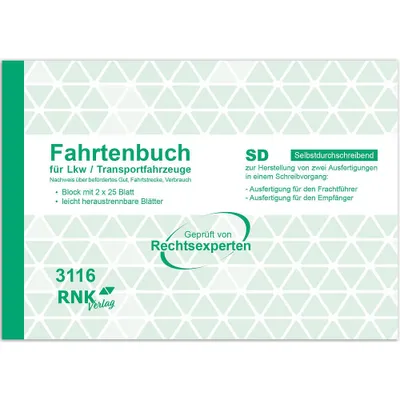 Produktbild von RNK Verlag Fahrtenbuch LKW DIN A5 quer 2 x 25 Blatt selbstdurchschreibend