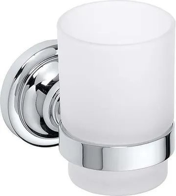 Produktbild von BETRO CHROM Glashalter mit Glas Messing Glas Chrom 70x95x115 mm für Bad & WC >> zum Bohren