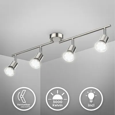 Zdjęcie produktu dla Lampa sufitowa LED do salonu, w tym 4x GU10 metalowa lampa sufitowa punktowa obrotowa 4 światła