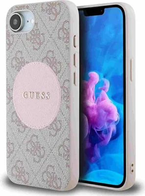 Zdjęcie produktu dla Guess 4G Circle Classic Logo MagSafe - Etui do iPhone 16e (różowo)