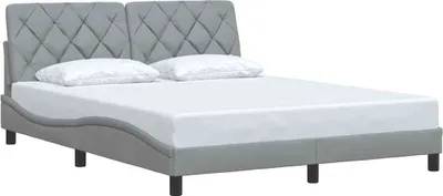 Produktbild von Bettgestell ohne Matratze Hellgrau 160x200 cm Stoff