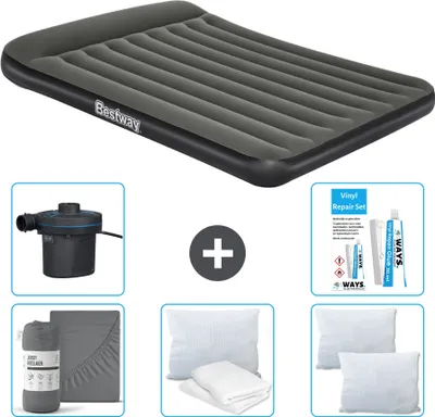 Zdjęcie produktu dla Materac dmuchany Bestway - 2-osobowy - 152 x 203 x 30 cm - Zielony - w zestawie akcesoria
